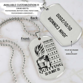 Dragon Ball Dog Tag - Quitting Is Not - Vegeta - Dragon Ball Necklace - Engrave Dog Tag