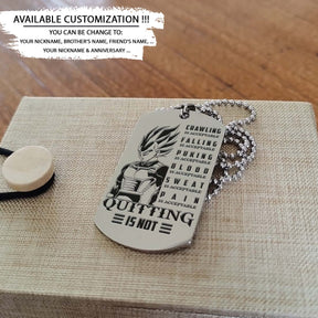 Dragon Ball Dog Tag - Quitting Is Not - Vegeta - Dragon Ball Necklace - Engrave Dog Tag