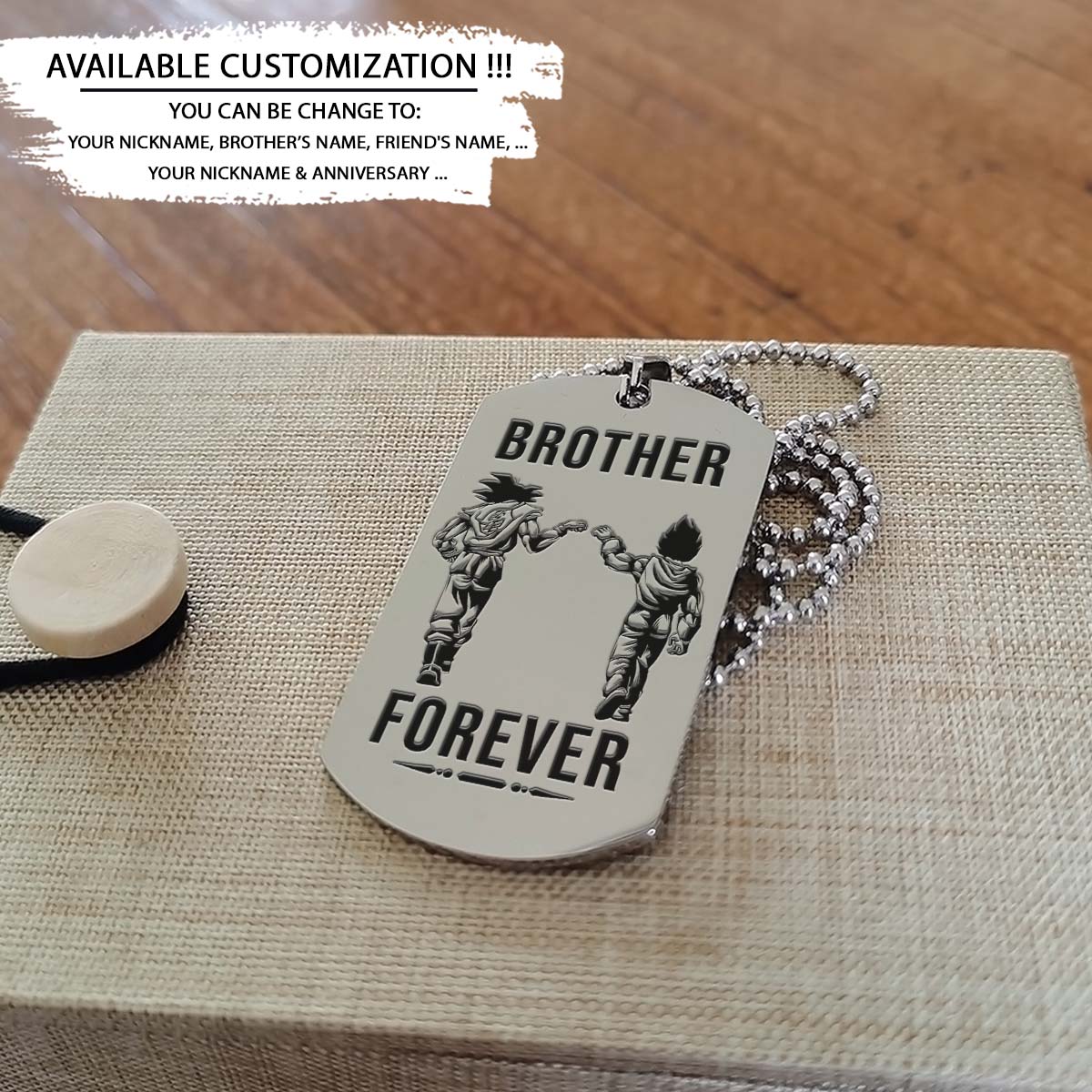 Dragon Ball Dog Tag - Brother Forever - Call On Me Brother - Goku - Vegeta - Dragon Ball Necklace - Engrave Dog Tag