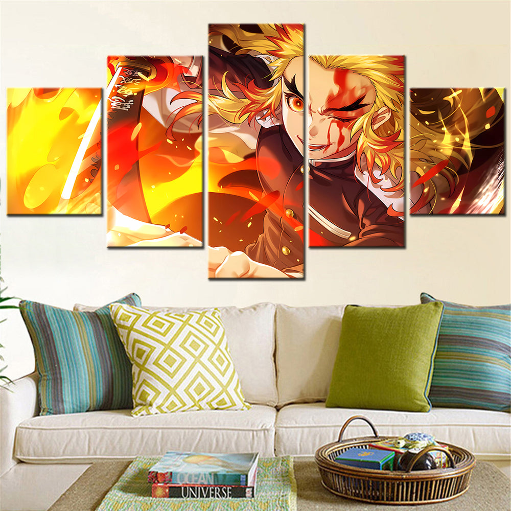 Demon Slayer - Kimetsu no Yaiba - 5 Pieces Wall Art - Kyojuro Rengoku 8 - Demon Slayer Poster - Demon Slayer Wall Art