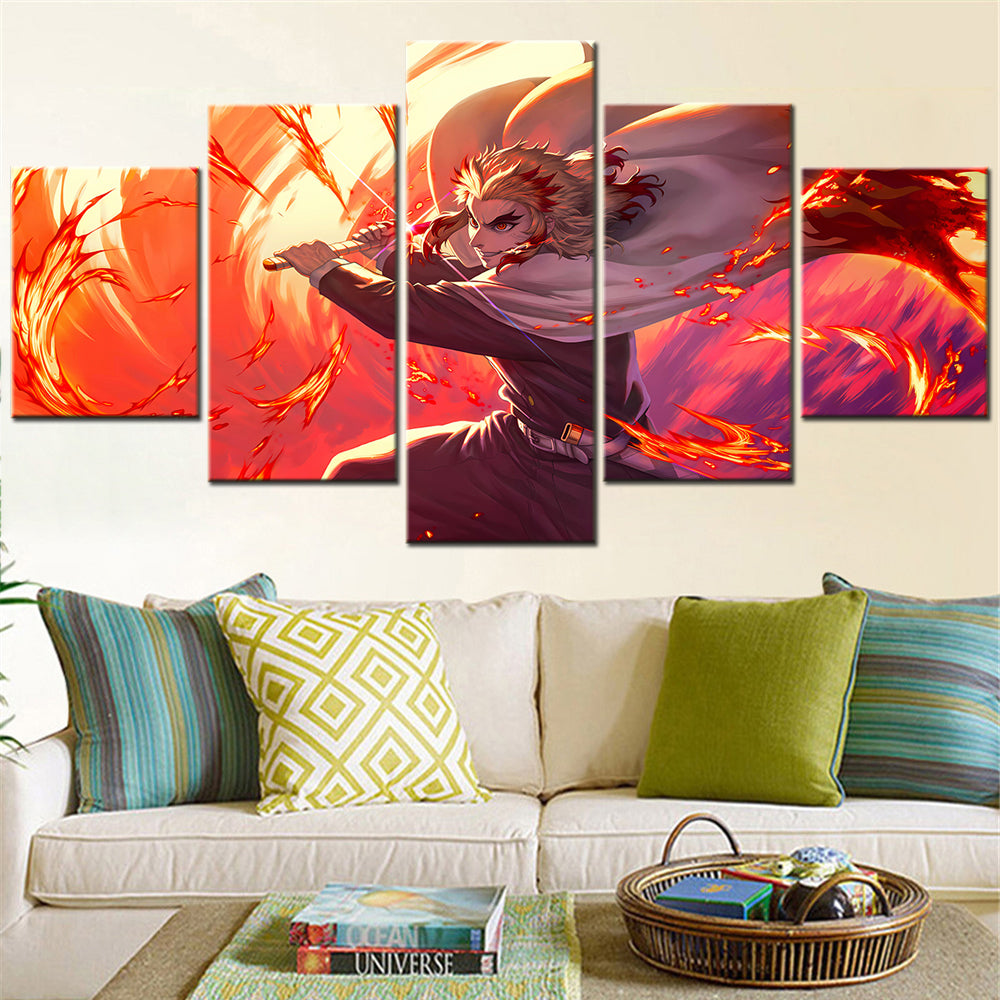 Demon Slayer - Kimetsu no Yaiba - 5 Pieces Wall Art - Kyojuro Rengoku 9 - Demon Slayer Poster - Demon Slayer Wall Art