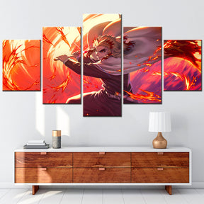 Demon Slayer - Kimetsu no Yaiba - 5 Pieces Wall Art - Kyojuro Rengoku 9 - Demon Slayer Poster - Demon Slayer Wall Art