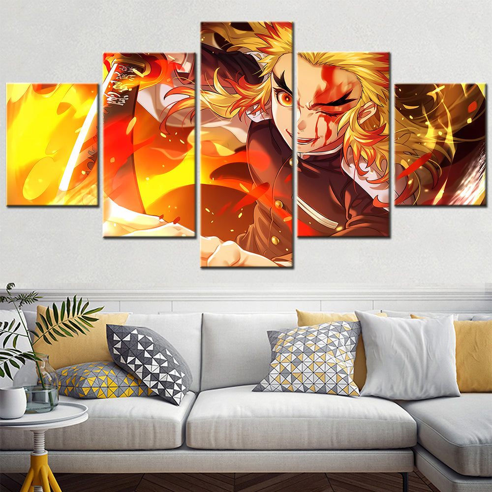 Demon Slayer - Kimetsu no Yaiba - 5 Pieces Wall Art - Kyojuro Rengoku 8 - Demon Slayer Poster - Demon Slayer Wall Art