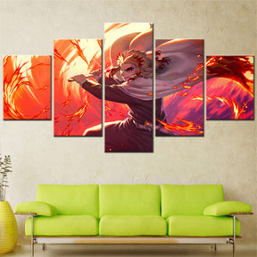 Demon Slayer - Kimetsu no Yaiba - 5 Pieces Wall Art - Kyojuro Rengoku 9 - Demon Slayer Poster - Demon Slayer Wall Art