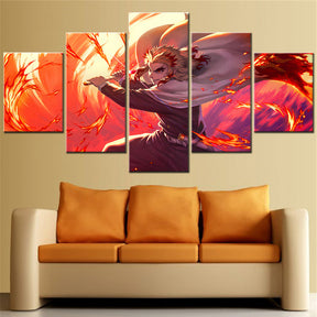 Demon Slayer - Kimetsu no Yaiba - 5 Pieces Wall Art - Kyojuro Rengoku 9 - Demon Slayer Poster - Demon Slayer Wall Art