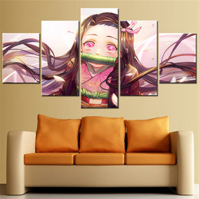 Demon Slayer - Kimetsu no Yaiba - 5 Pieces Wall Art - Nezuko Kamado - Demon Slayer Poster - Demon Slayer Wall Art