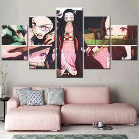 Demon Slayer - Kimetsu no Yaiba - 5 Pieces Wall Art - Nezuko Kamado 2 - Demon Slayer Poster - Demon Slayer Wall Art