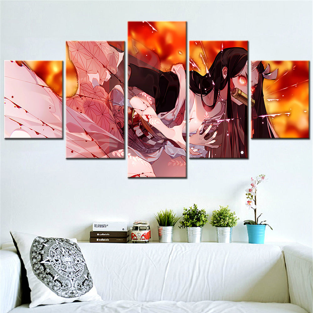 Demon Slayer - Kimetsu no Yaiba - 5 Pieces Wall Art - Nezuko Kamado 6 - Demon Slayer Poster - Demon Slayer Wall Art