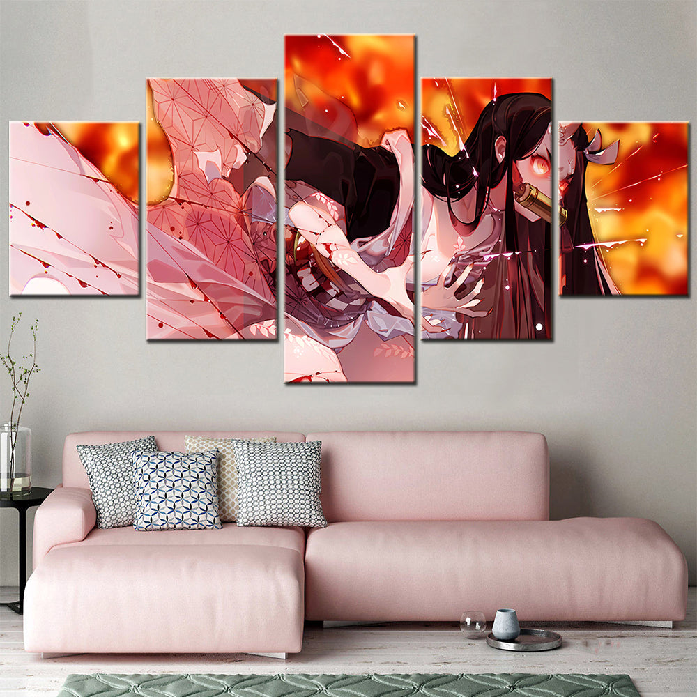 Demon Slayer - Kimetsu no Yaiba - 5 Pieces Wall Art - Nezuko Kamado 6 - Demon Slayer Poster - Demon Slayer Wall Art