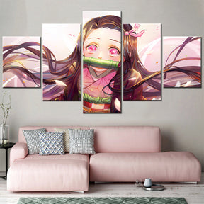 Demon Slayer - Kimetsu no Yaiba - 5 Pieces Wall Art - Nezuko Kamado - Demon Slayer Poster - Demon Slayer Wall Art