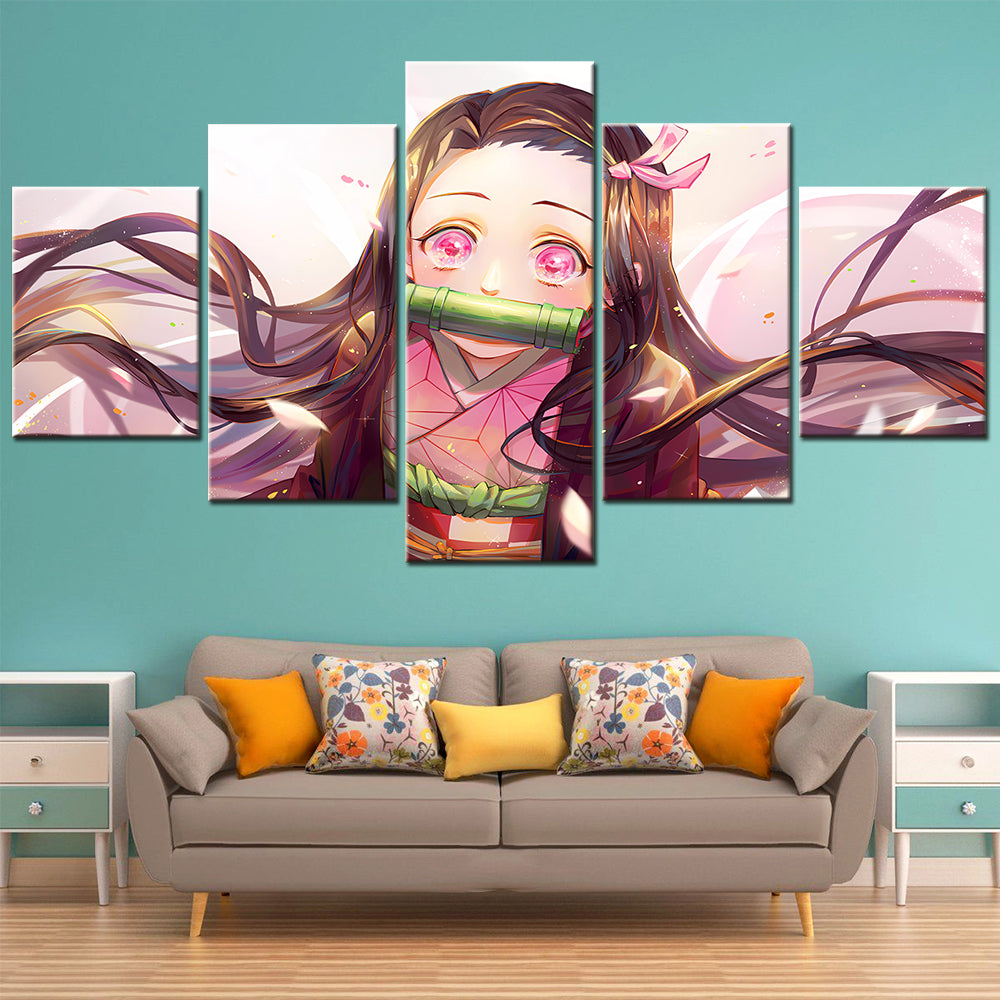 Demon Slayer - Kimetsu no Yaiba - 5 Pieces Wall Art - Nezuko Kamado - Demon Slayer Poster - Demon Slayer Wall Art