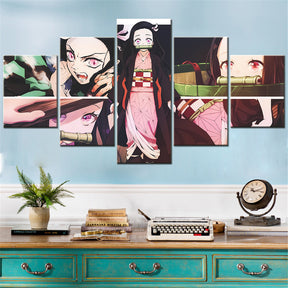 Demon Slayer - Kimetsu no Yaiba - 5 Pieces Wall Art - Nezuko Kamado 2 - Demon Slayer Poster - Demon Slayer Wall Art