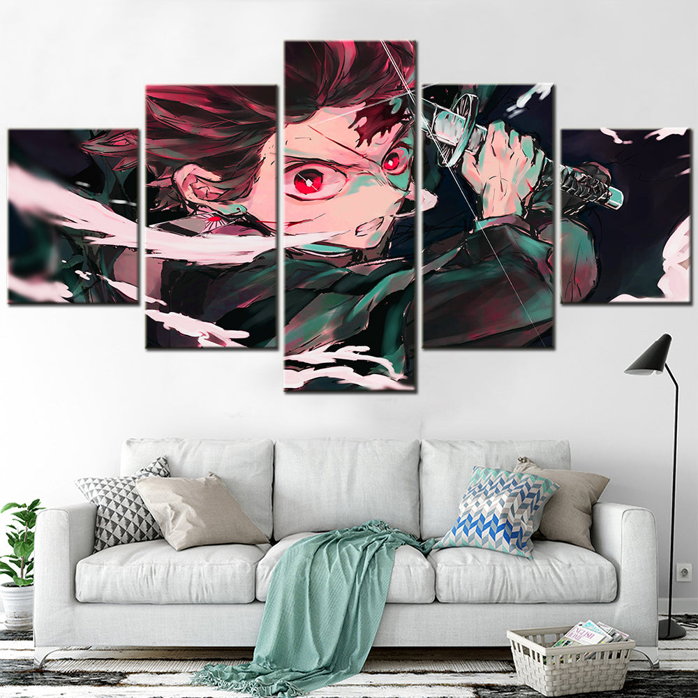 Demon Slayer - Kimetsu no Yaiba - 5 Pieces Wall Art - Tanjiro Kamado 4 - Demon Slayer Poster - Demon Slayer Wall Art