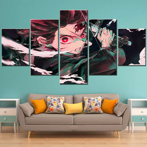 Demon Slayer - Kimetsu no Yaiba - 5 Pieces Wall Art - Tanjiro Kamado 4 - Demon Slayer Poster - Demon Slayer Wall Art