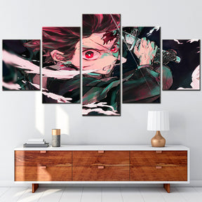 Demon Slayer - Kimetsu no Yaiba - 5 Pieces Wall Art - Tanjiro Kamado 4 - Demon Slayer Poster - Demon Slayer Wall Art