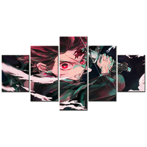 Demon Slayer - Kimetsu no Yaiba - 5 Pieces Wall Art - Tanjiro Kamado 4 - Demon Slayer Poster - Demon Slayer Wall Art