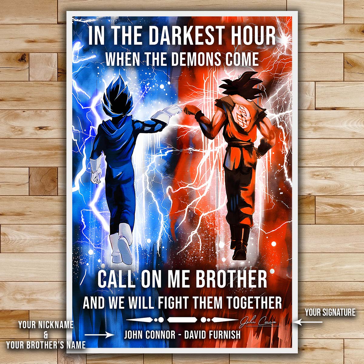 Dragon Ball Wall Art - Dragon Ball Poster - Dragon Ball Canvas - In The Darkest Hour - Call On Me Brother - Goku - Vegeta - DR072 - Vertical Poster - Vertical Canvas