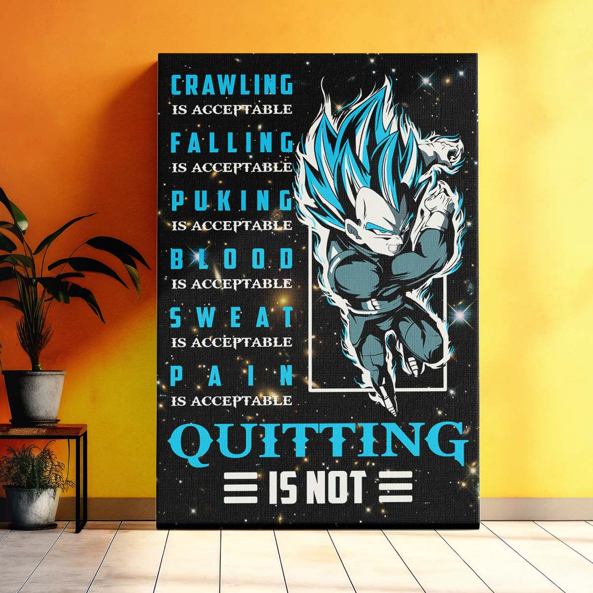 Dragon Ball Wall Art - Dragon Ball Poster - Dragon Ball Canvas - Quitting Is Not - Vegeta - Super Saiyan Blue - DR056 - Vertical Poster - Vertical Canvas