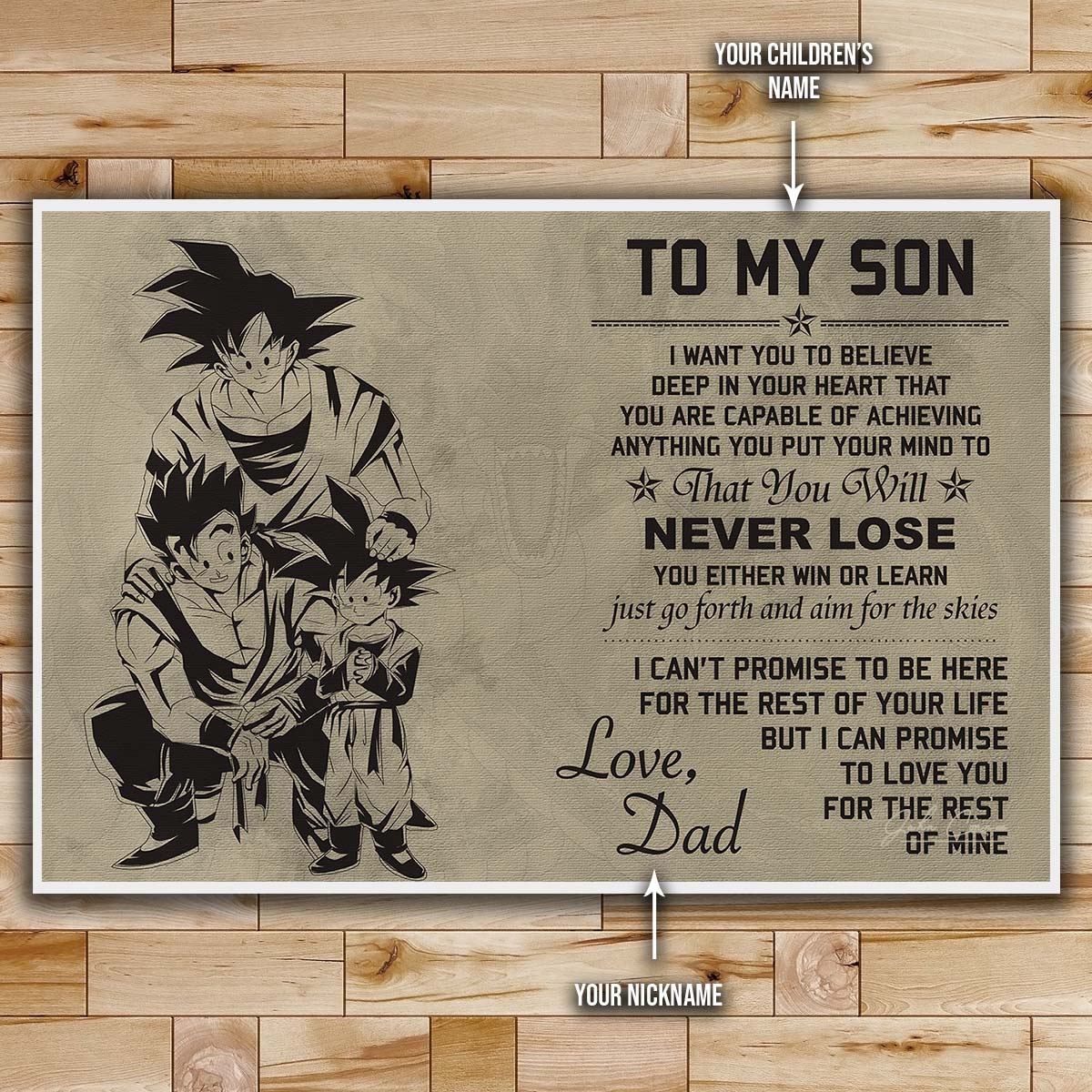 Dragon Ball Wall Art - Dragon Ball Poster - Dragon Ball Canvas - To My Son - Goku - Gohan - Goten - DR008 - Horizontal Canvas - Horizontal Poster