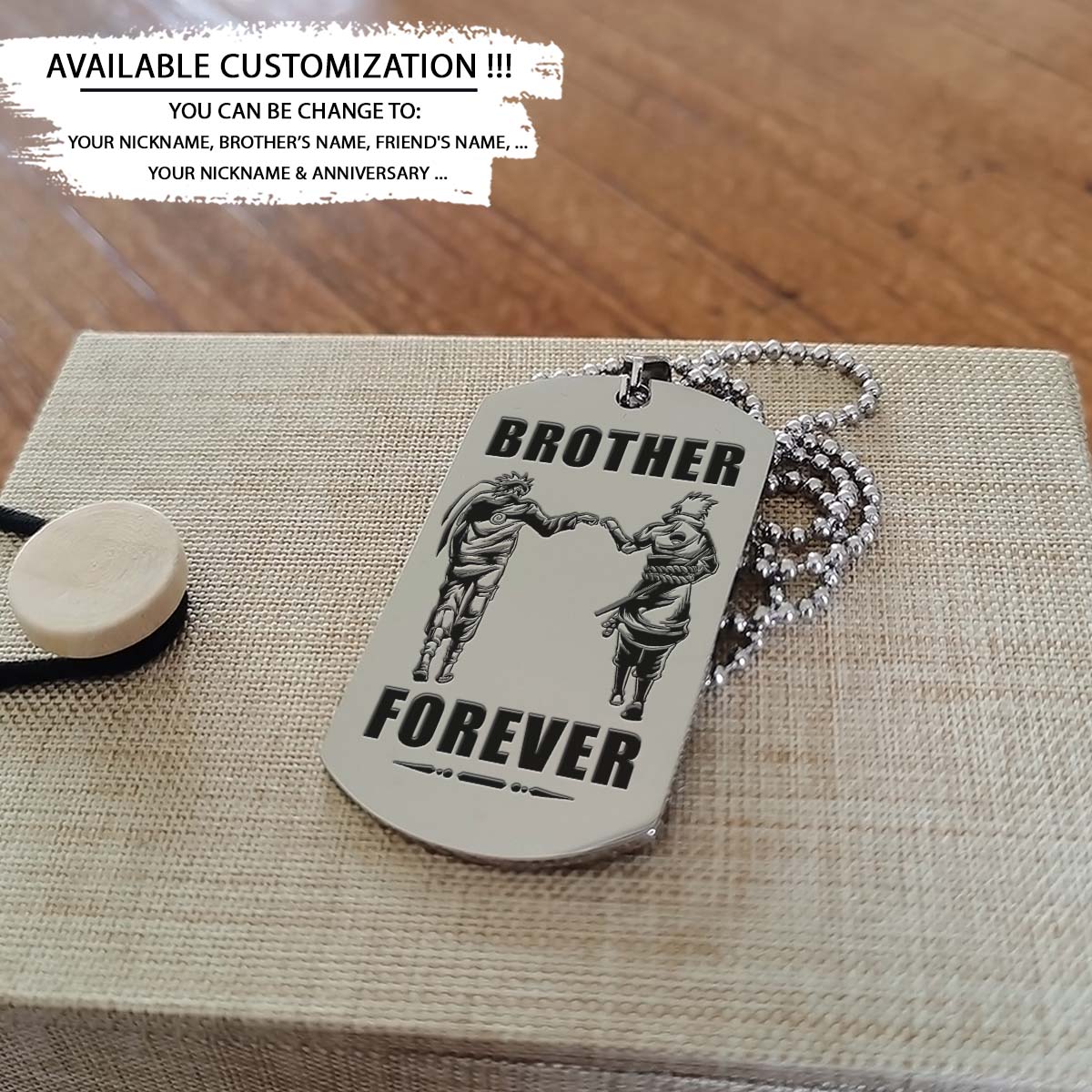 Naruto Dog Tag - Brother Forever - Uzumaki Naruto - Uchiha Sasuke - Naruto Necklace - Engrave Dog Tag