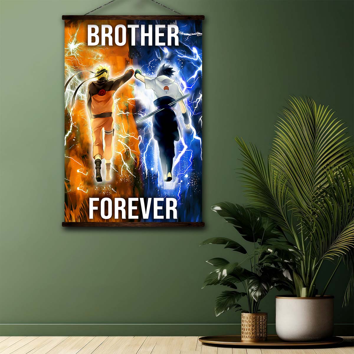 Naruto Wall Art - Naruto Poster - Naruto Canvas - Brother Forever - Uzumaki Naruto - Uchiha Sasuke - NA002 - Vertical Poster - Vertical Canvas