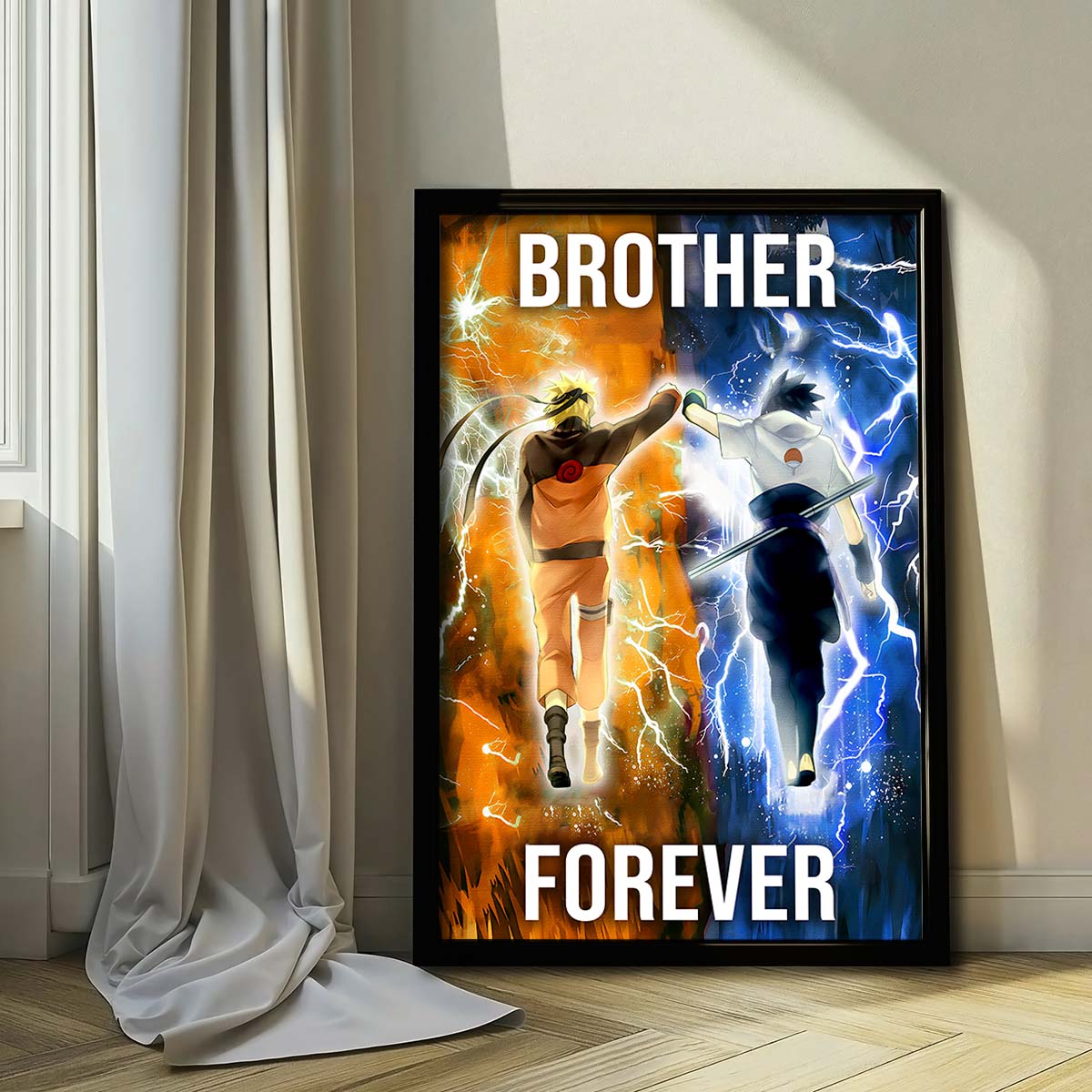 Naruto Wall Art - Naruto Poster - Naruto Canvas - Brother Forever - Uzumaki Naruto - Uchiha Sasuke - NA002 - Vertical Poster - Vertical Canvas