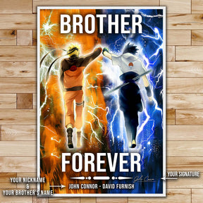 Naruto Wall Art - Naruto Poster - Naruto Canvas - Brother Forever - Uzumaki Naruto - Uchiha Sasuke - NA002 - Vertical Poster - Vertical Canvas