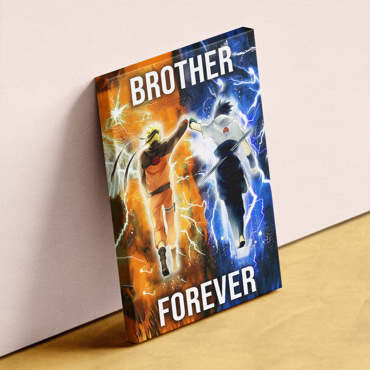 Naruto Wall Art - Naruto Poster - Naruto Canvas - Brother Forever - Uzumaki Naruto - Uchiha Sasuke - NA002 - Vertical Poster - Vertical Canvas