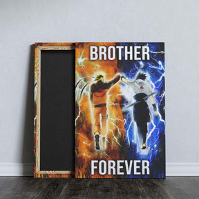 Naruto Wall Art - Naruto Poster - Naruto Canvas - Brother Forever - Uzumaki Naruto - Uchiha Sasuke - NA002 - Vertical Poster - Vertical Canvas