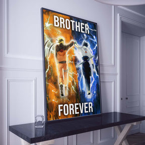 Naruto Wall Art - Naruto Poster - Naruto Canvas - Brother Forever - Uzumaki Naruto - Uchiha Sasuke - NA002 - Vertical Poster - Vertical Canvas