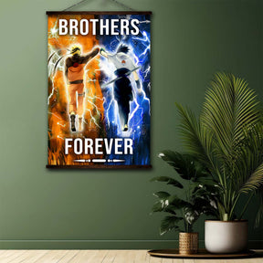 Naruto Wall Art - Naruto Poster - Naruto Canvas - Brothers Forever - Uzumaki Naruto - Uchiha Sasuke - NA003 - Vertical Poster - Vertical Canvas