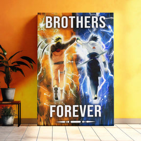 Naruto Wall Art - Naruto Poster - Naruto Canvas - Brothers Forever - Uzumaki Naruto - Uchiha Sasuke - NA003 - Vertical Poster - Vertical Canvas