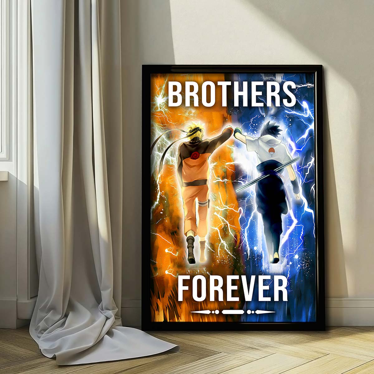 Naruto Wall Art - Naruto Poster - Naruto Canvas - Brothers Forever - Uzumaki Naruto - Uchiha Sasuke - NA003 - Vertical Poster - Vertical Canvas