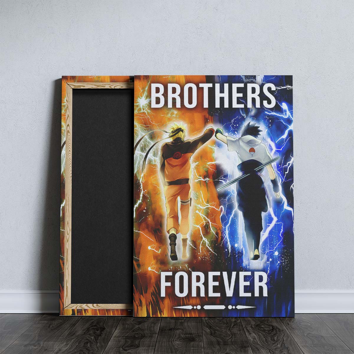 Naruto Wall Art - Naruto Poster - Naruto Canvas - Brothers Forever - Uzumaki Naruto - Uchiha Sasuke - NA003 - Vertical Poster - Vertical Canvas