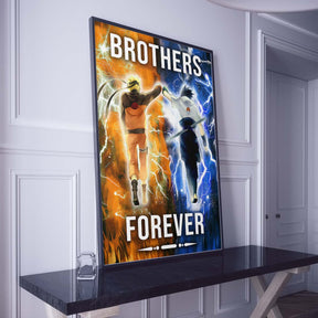 Naruto Wall Art - Naruto Poster - Naruto Canvas - Brothers Forever - Uzumaki Naruto - Uchiha Sasuke - NA003 - Vertical Poster - Vertical Canvas