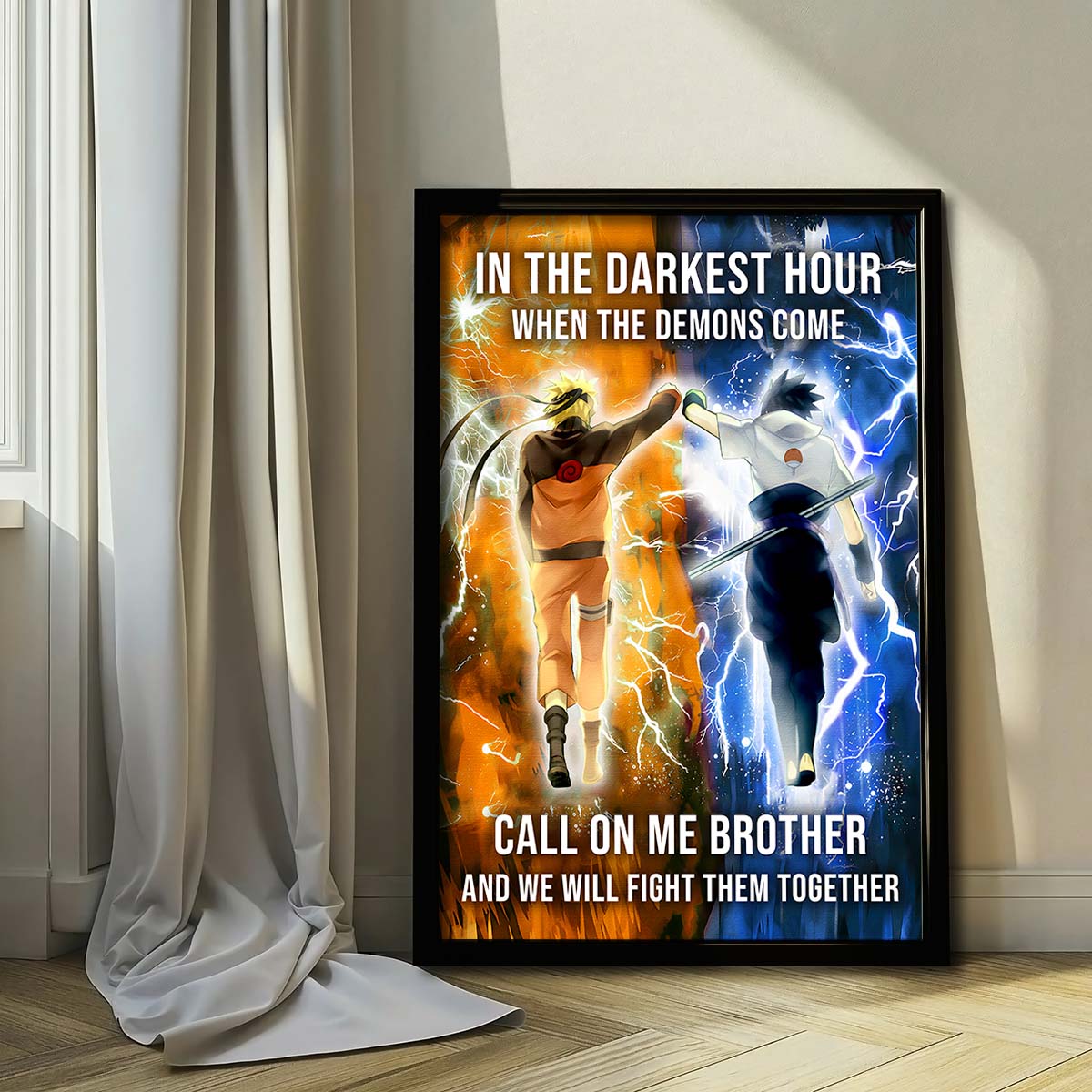 Naruto Wall Art - Naruto Poster - Naruto Canvas - In The Darkest Hour - Call On me Brother - Uzumaki Naruto - Uchiha Sasuke - NA001 - Vertical Poster - Vertical Canvas