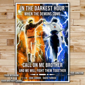 Naruto Wall Art - Naruto Poster - Naruto Canvas - In The Darkest Hour - Call On me Brother - Uzumaki Naruto - Uchiha Sasuke - NA001 - Vertical Poster - Vertical Canvas