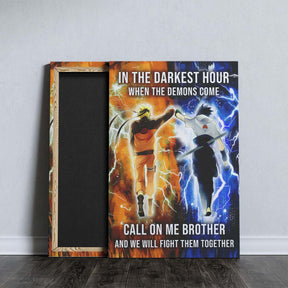 Naruto Wall Art - Naruto Poster - Naruto Canvas - In The Darkest Hour - Call On me Brother - Uzumaki Naruto - Uchiha Sasuke - NA001 - Vertical Poster - Vertical Canvas