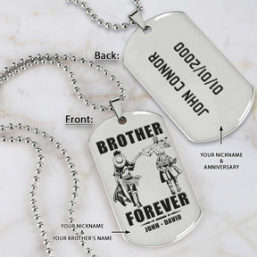 One Piece Dog Tag - Brother Forever - Monkey D. Luffy - Roronoa Zoro - One Piece Necklace - Engrave Dog Tag