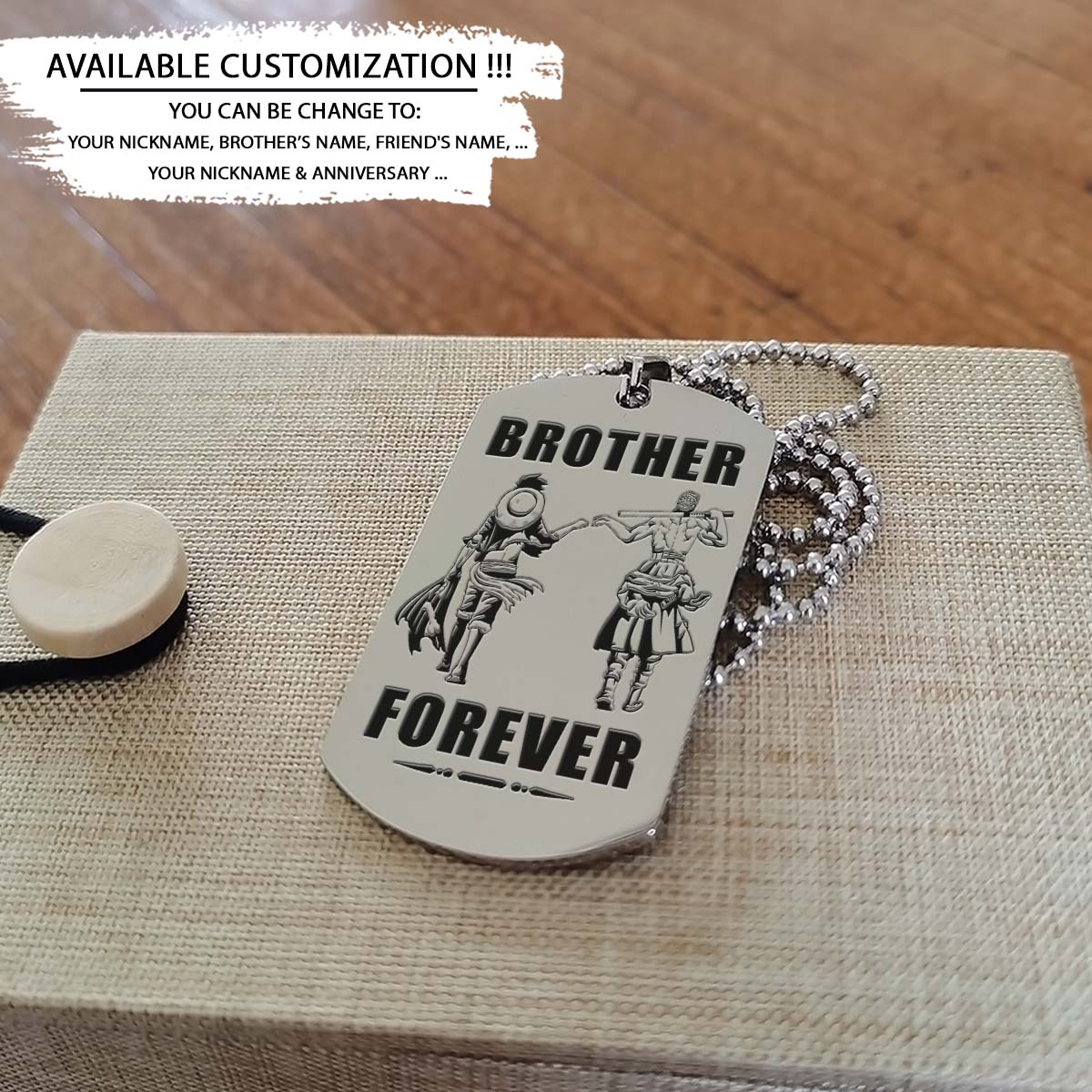 One Piece Dog Tag - Brother Forever - Monkey D. Luffy - Roronoa Zoro - One Piece Necklace - Engrave Dog Tag