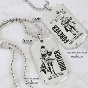 One Piece Dog Tag - Brother Forever - Monkey D. Luffy - Roronoa Zoro - One Piece Necklace - Engrave Dog Tag