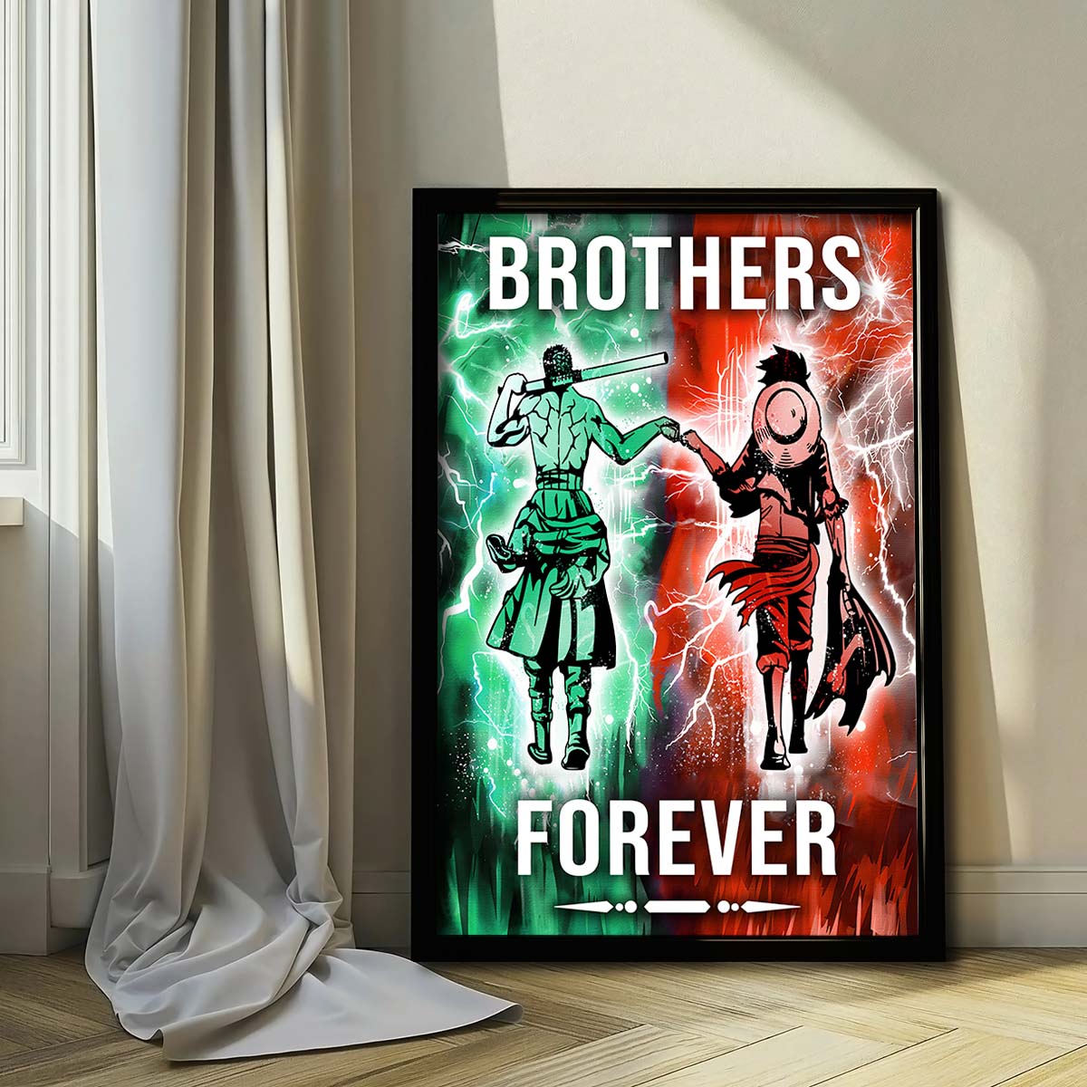 One Piece Wall Art - One Piece Poster - One Piece Canvas - Brothers Forever - OP003 - Monkey D. Luffy - Roronoa Zoro - Vertical Poster - Vertical Canvas