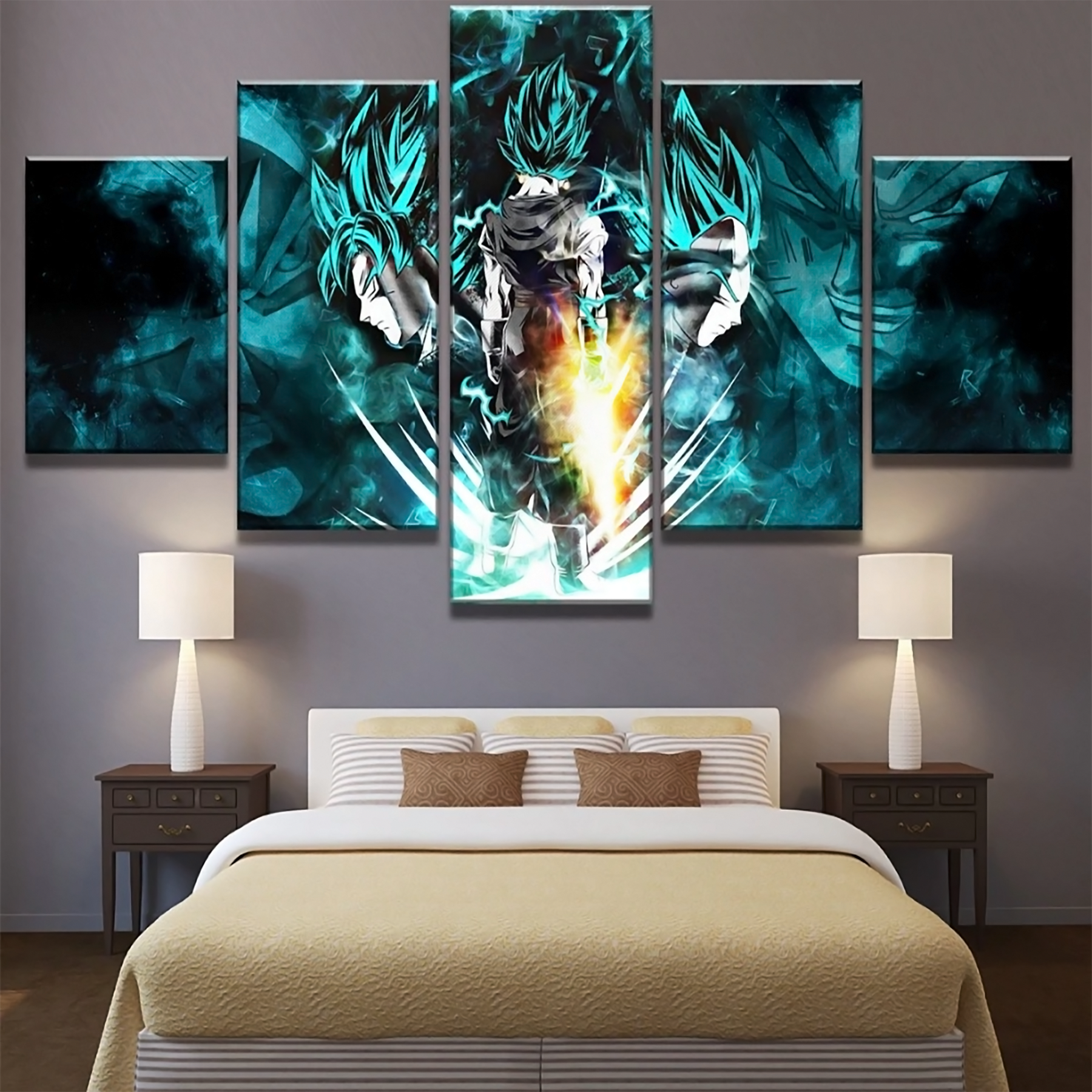 Dragon Ball - 5 Pieces Wall Art - Goku - Vegeta - Vegeto - Super Saiyan Blue - Dragon Ball Poster - Dragon Ball Canvas