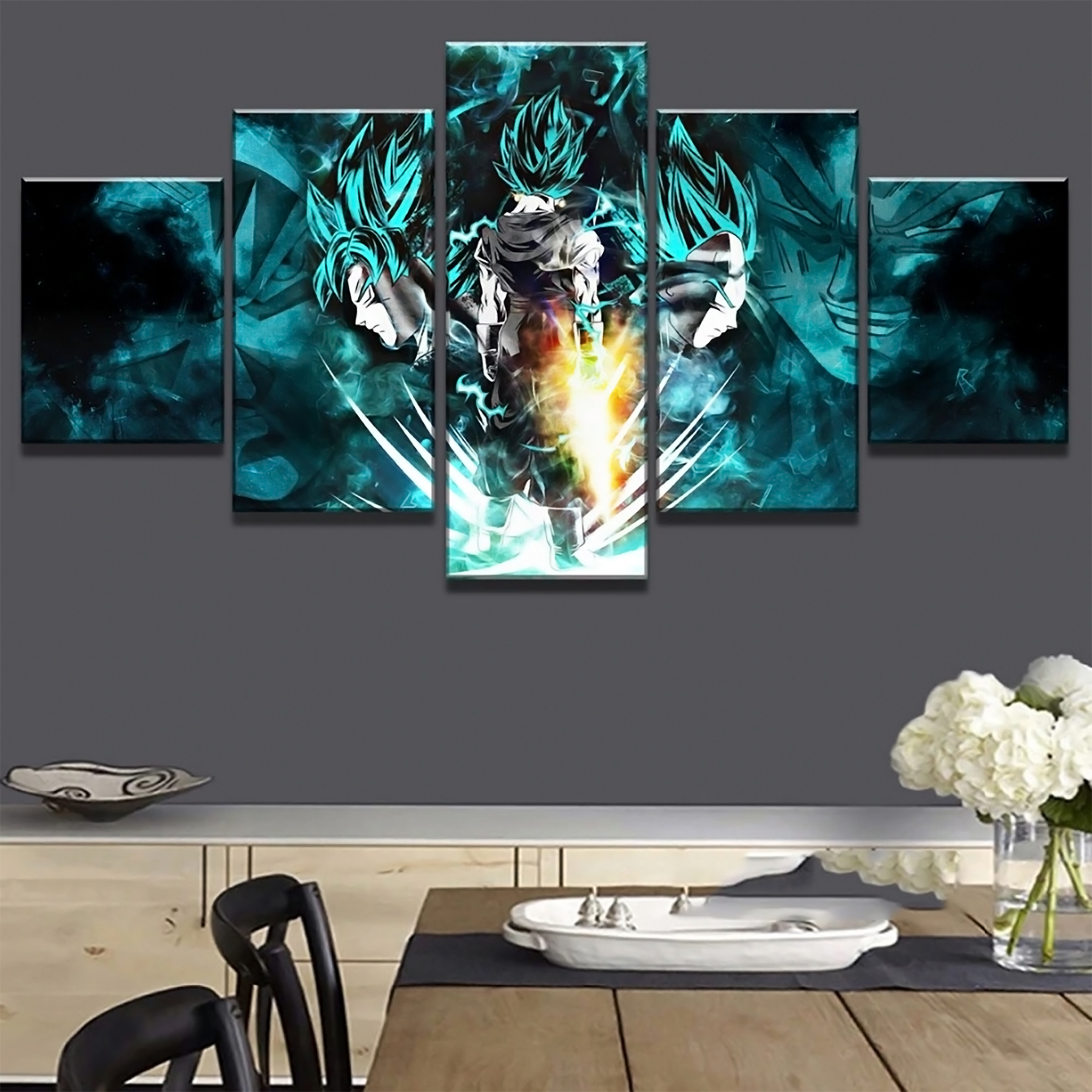 Dragon Ball - 5 Pieces Wall Art - Goku - Vegeta - Vegeto - Super Saiyan Blue - Dragon Ball Poster - Dragon Ball Canvas