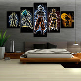 Dragon Ball - 5 Pieces Wall Art - Trunks - Vegeta - Super Saiyan Blue - Goku - Mastered Ultra Instinct - Gohan - Kid Goku - Dragon Ball Poster - Dragon Ball Canvas