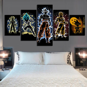 Dragon Ball - 5 Pieces Wall Art - Trunks - Vegeta - Super Saiyan Blue - Goku - Mastered Ultra Instinct - Gohan - Kid Goku - Dragon Ball Poster - Dragon Ball Canvas