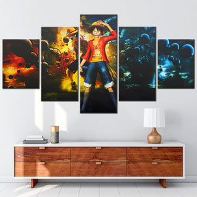 One Piece - 5 Pieces Wall Art - Monkey D. Luffy 9 - Printed Wall Pictures Home Decor - One Piece Poster - One Piece Canvas