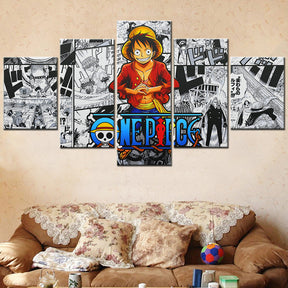 One Piece - 5 Pieces Wall Art - Monkey D. Luffy 7 - Printed Wall Pictures Home Decor - One Piece Poster - One Piece Canvas