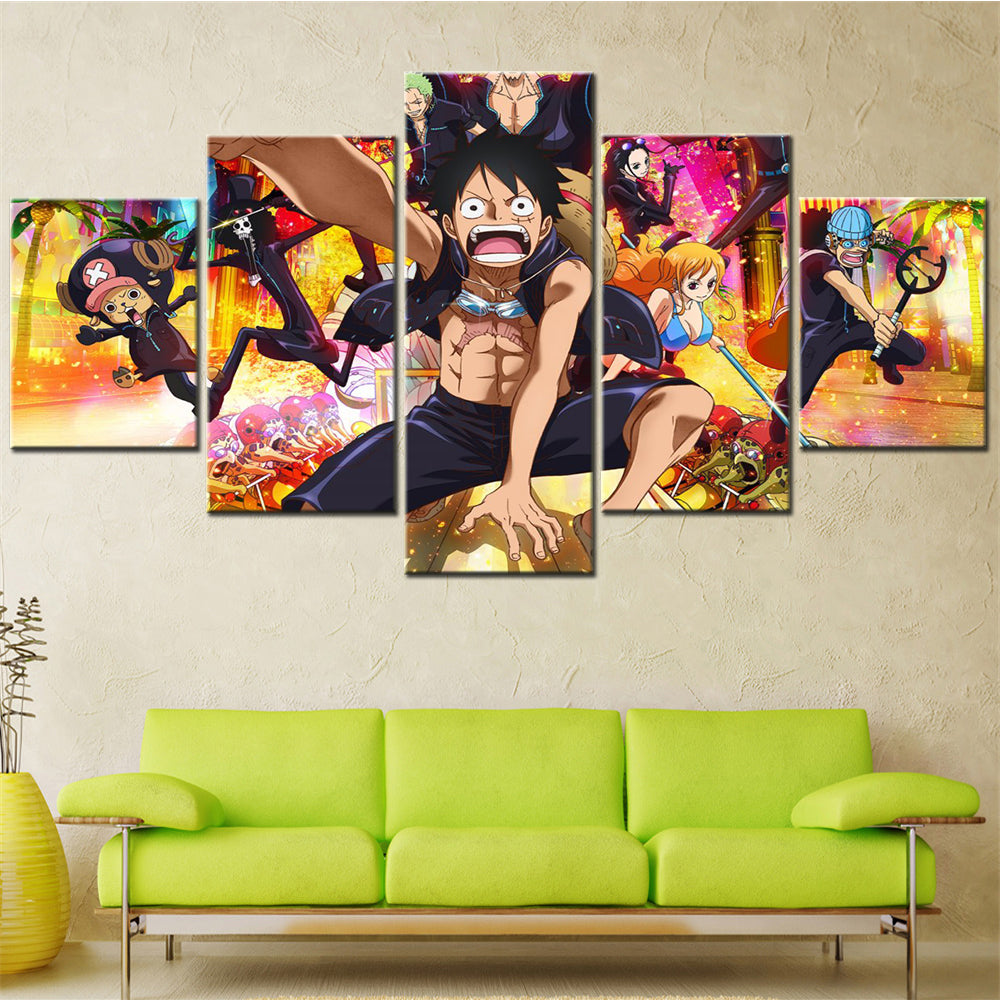 One Piece - 5 Pieces Wall Art - Monkey D. Luffy 12 - Printed Wall Pictures Home Decor - One Piece Poster - One Piece Canvas