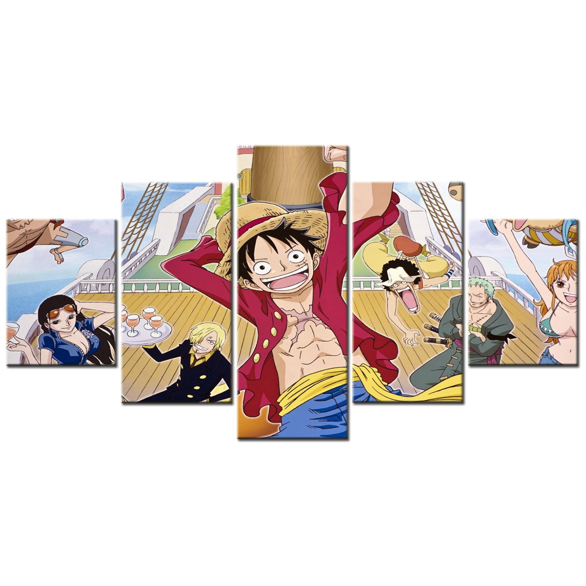 One Piece - 5 Pieces Wall Art - Monkey D. Luffy - Roronoa Zoro - Usopp - Nami - Nico Robin - Printed Wall Pictures Home Decor - One Piece Poster - One Piece Canvas